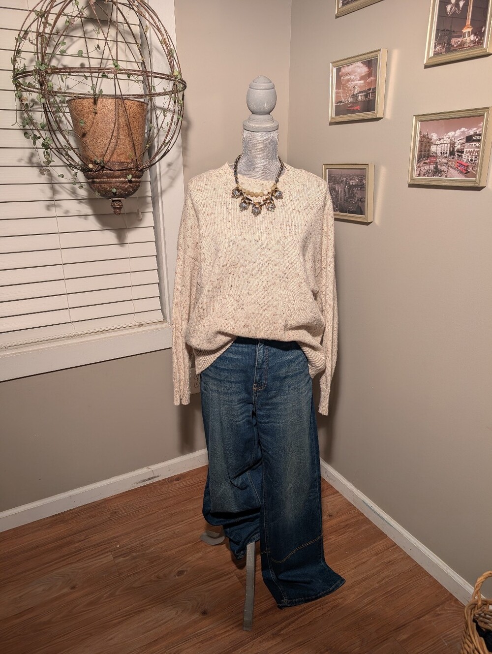 Cozy Cream Speckled Crewneck Sweater